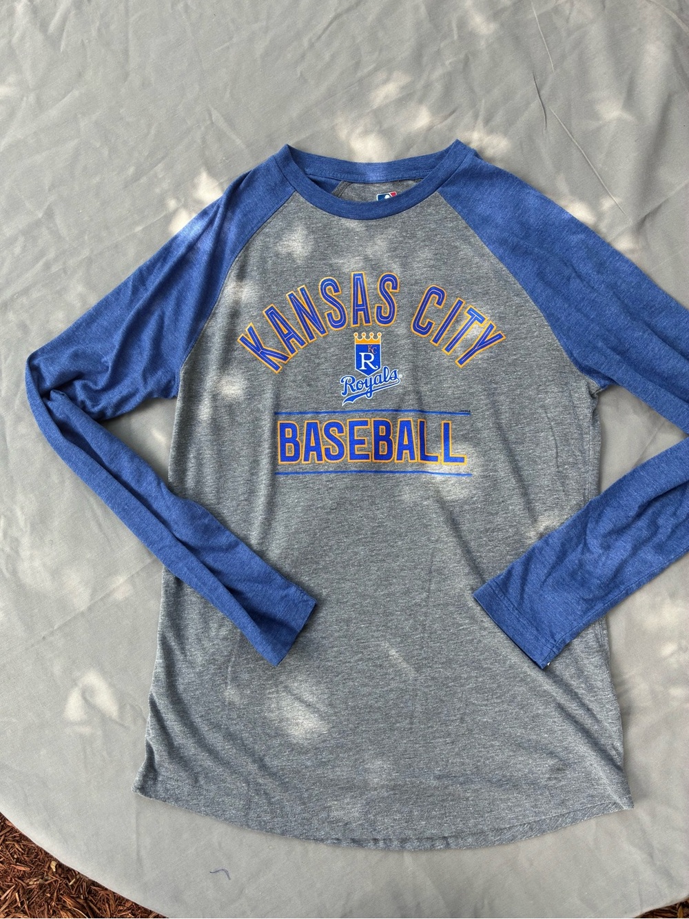 Genuine Merchandise Kansas City Gray & Royal Blue Long-Sleeve Raglan Tee